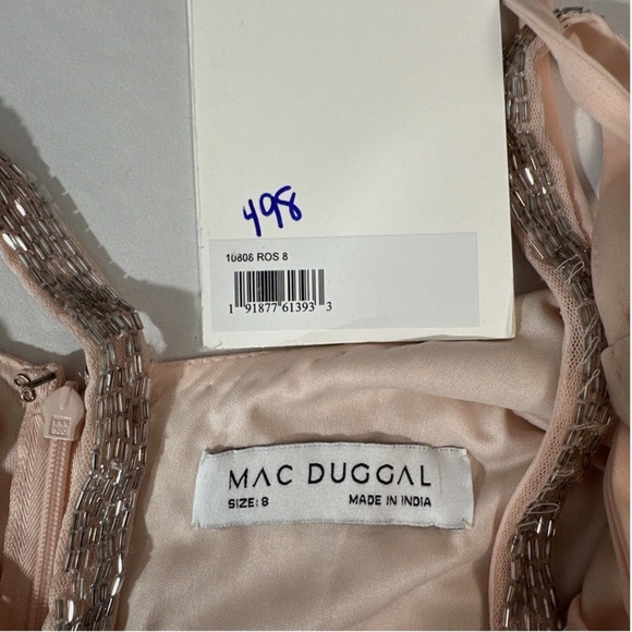 NWT $498 Mac Duggal [ 8 ] Hand Beaded Floral Spaghetti Strap Gown in‎ Rose Pink - Picture 13 of 13